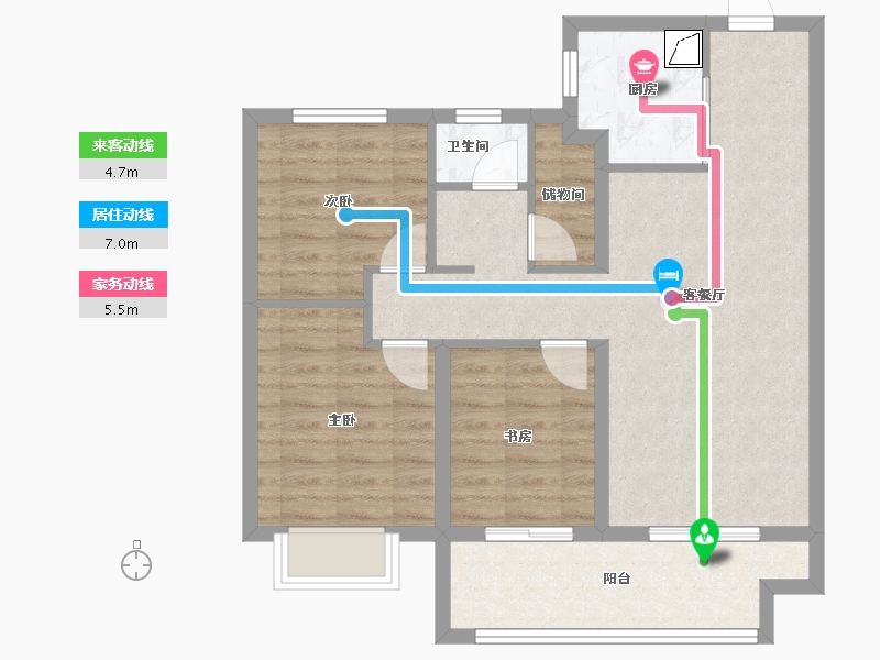 陕西省-咸阳市-天地源·和樾溪谷-76.80-户型库-动静线