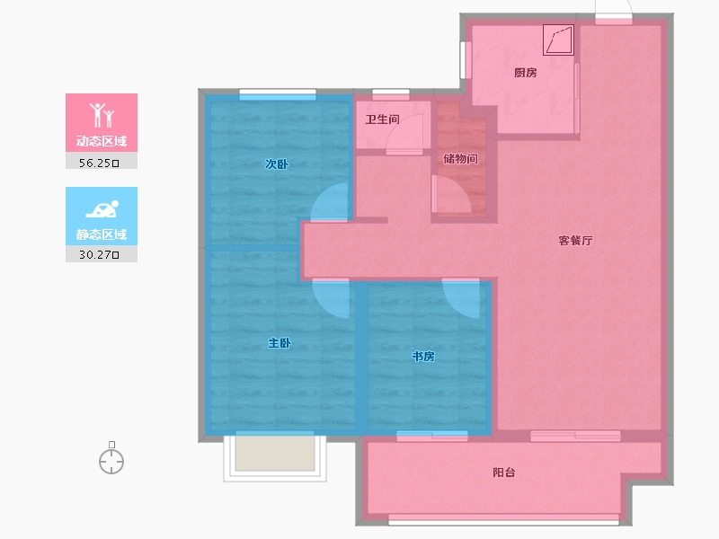 陕西省-咸阳市-天地源·和樾溪谷-76.80-户型库-动静分区