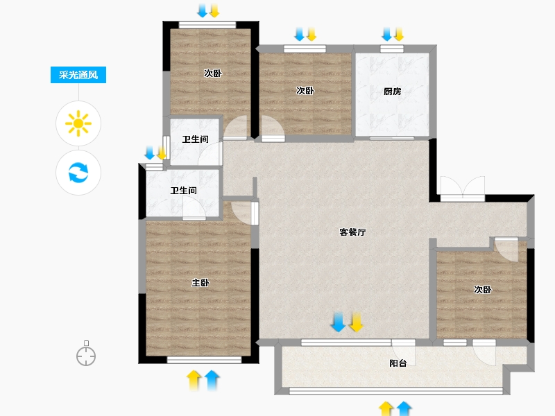 宁夏回族自治区-银川市-金地自在城-115.45-户型库-采光通风