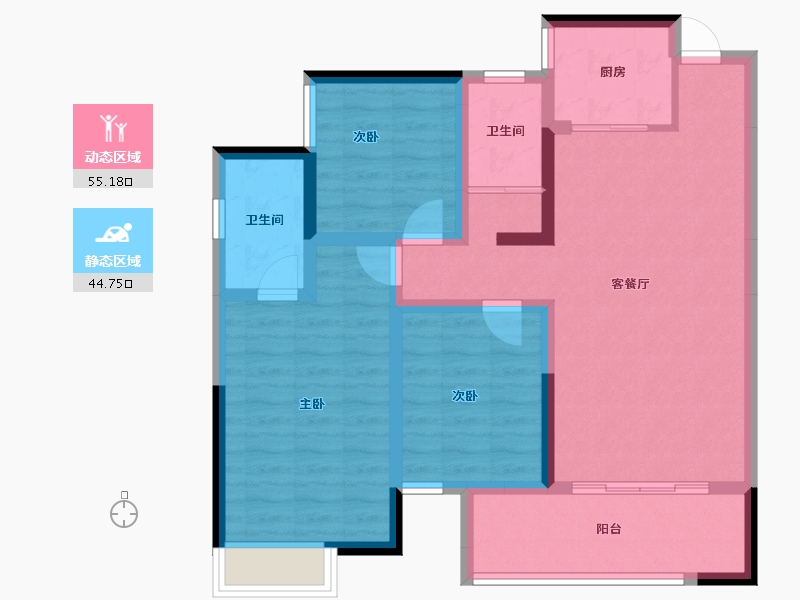 湖南省-郴州市-湖南建工北湖名著-88.49-户型库-动静分区