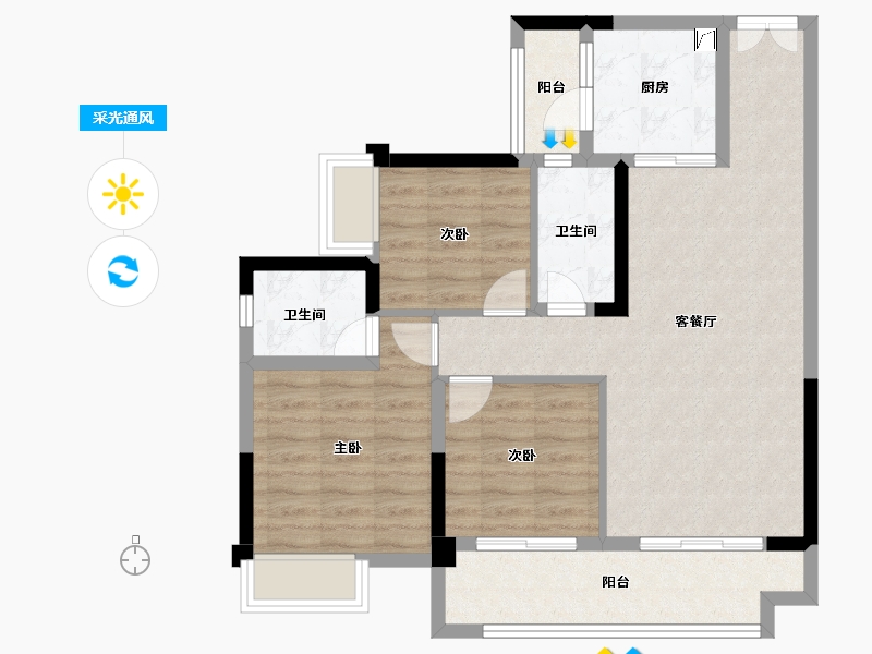 四川省-资阳市-公园华府-81.95-户型库-采光通风