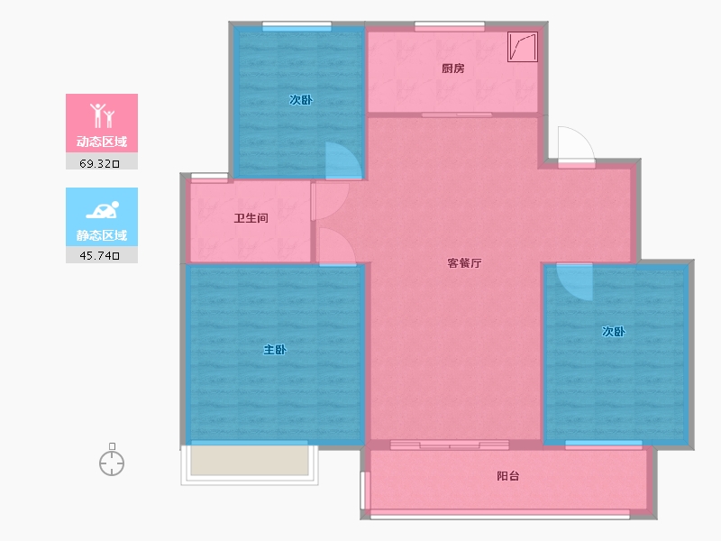 江苏省-扬州市-中海左岸-98.00-户型库-动静分区