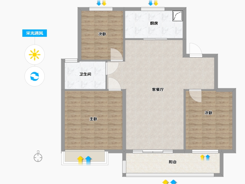 江苏省-扬州市-中海左岸-98.00-户型库-采光通风