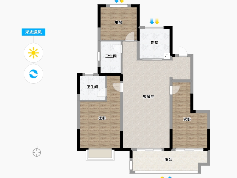 安徽省-阜阳市-新城云昱东方-110.00-户型库-采光通风