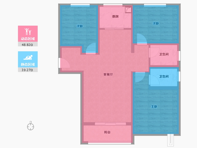 陕西省-咸阳市-公园华府-77.48-户型库-动静分区