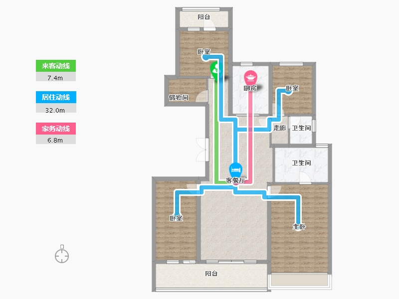 河南省-郑州市-万科·古翠隐秀-133.51-户型库-动静线