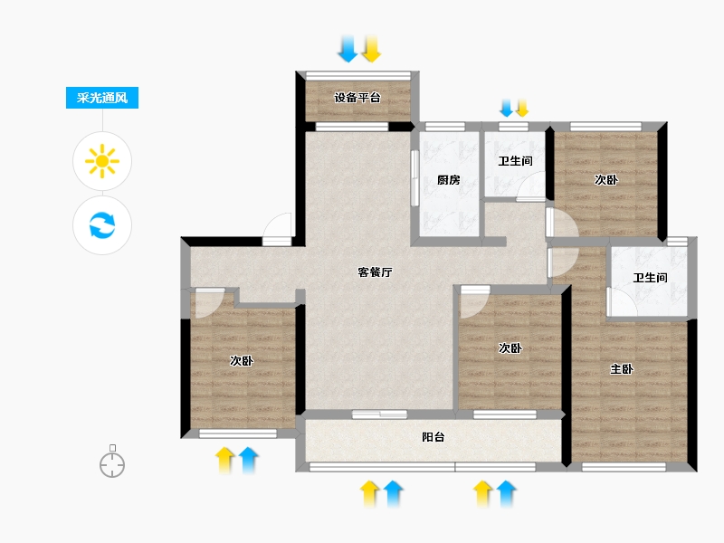 山东省-泰安市-泰山壹号院-101.55-户型库-采光通风