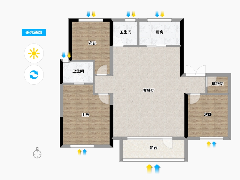 宁夏回族自治区-银川市-金地自在城-98.00-户型库-采光通风