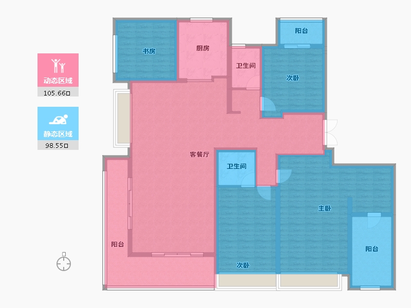 河南省-郑州市-华润郑东万象城·幸福里-184.89-户型库-动静分区