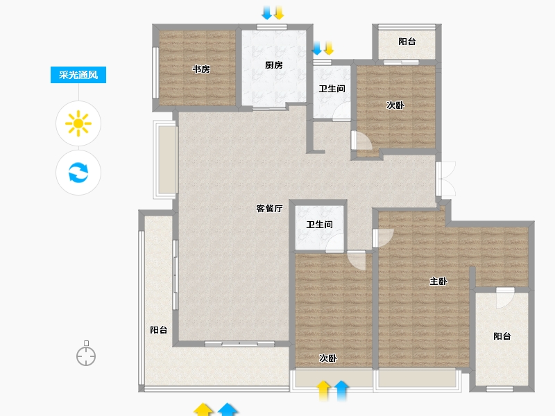 河南省-郑州市-华润郑东万象城·幸福里-184.89-户型库-采光通风