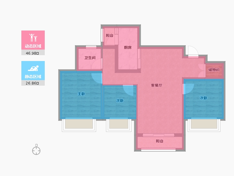 四川省-成都市-蜀道翰文府-64.75-户型库-动静分区