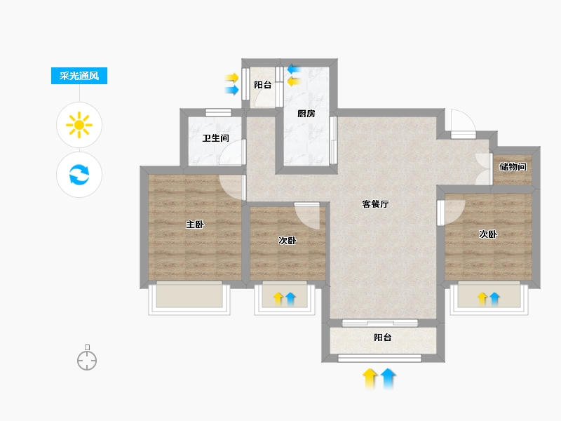 四川省-成都市-蜀道翰文府-64.75-户型库-采光通风