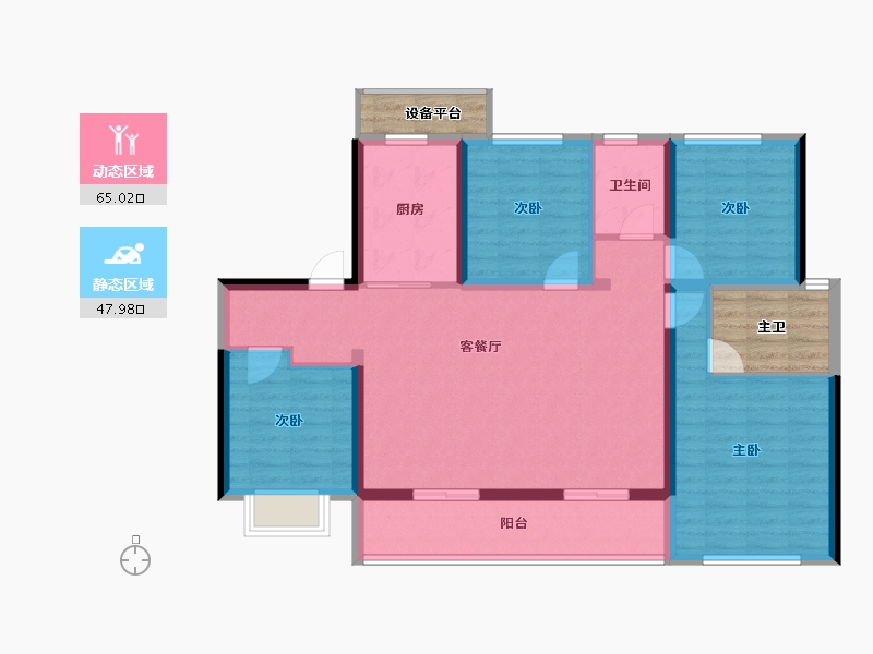 山东省-泰安市-泰山壹号院-109.31-户型库-动静分区