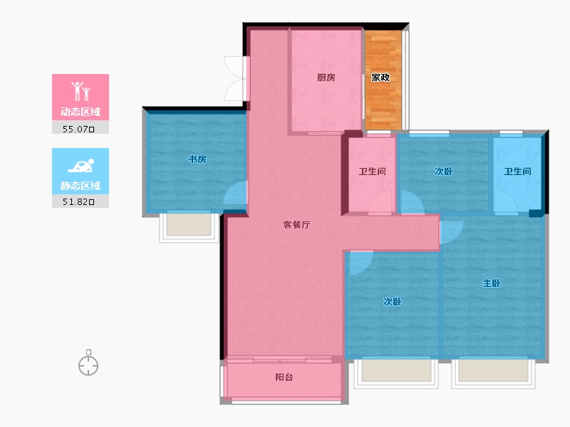 浙江省-杭州市-新世界·城市艺术中心-101.61-户型库-动静分区