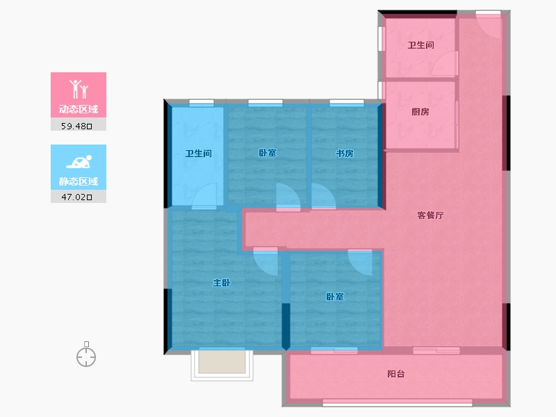 浙江省-杭州市-荣盛江荣府-95.56-户型库-动静分区