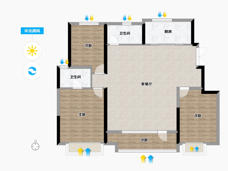 宁夏回族自治区-银川市-金地自在城-110.79-户型库-采光通风