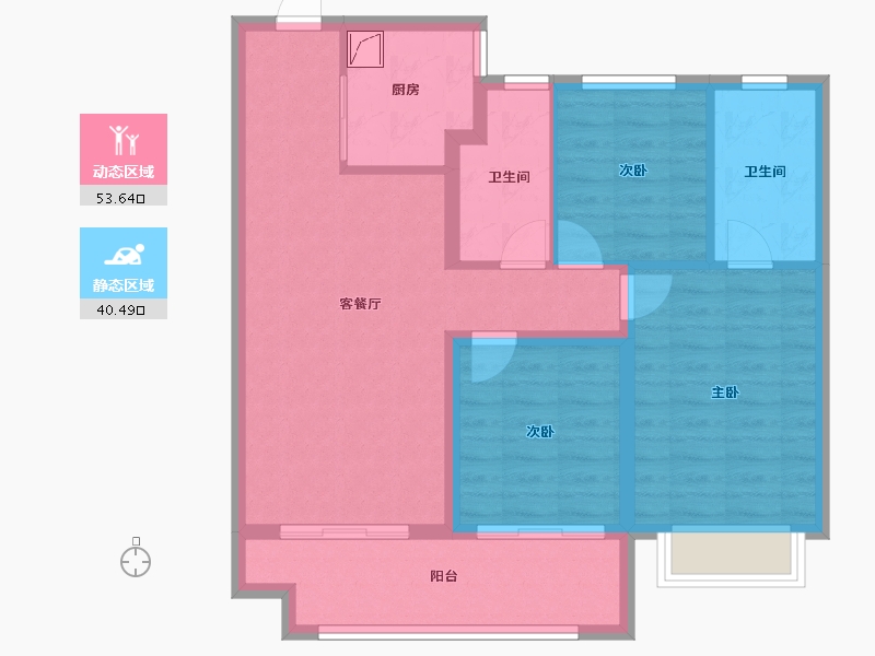 陕西省-咸阳市-天地源·和樾溪谷-84.01-户型库-动静分区