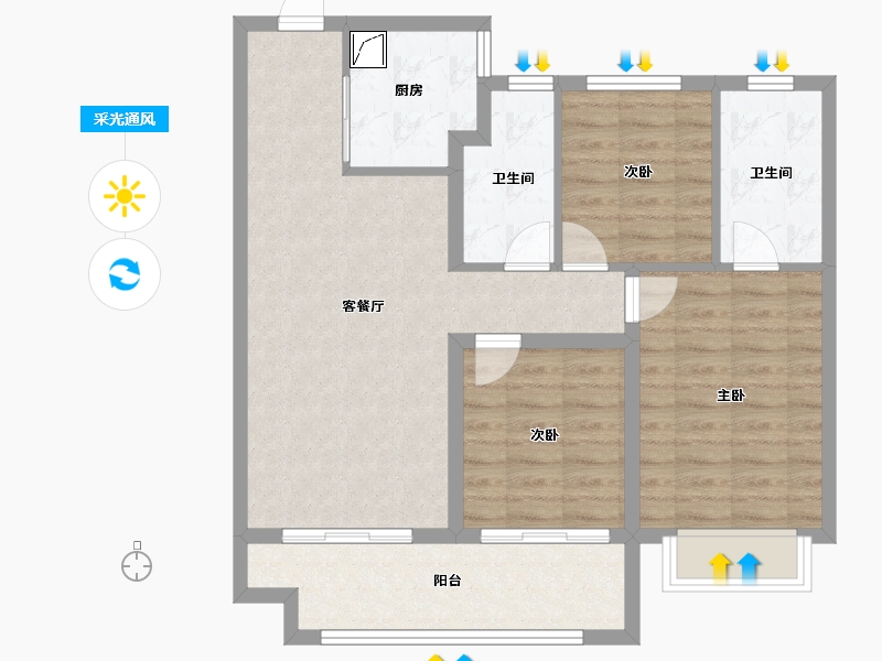 陕西省-咸阳市-天地源·和樾溪谷-84.01-户型库-采光通风