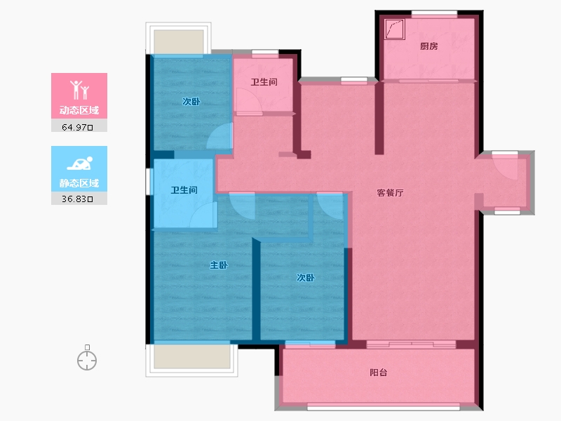 湖南省-常德市-中南珑悦-113.00-户型库-动静分区