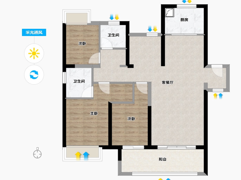 湖南省-常德市-中南珑悦-113.00-户型库-采光通风