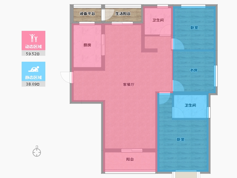 陕西省-西安市-沣华熙城-98.00-户型库-动静分区