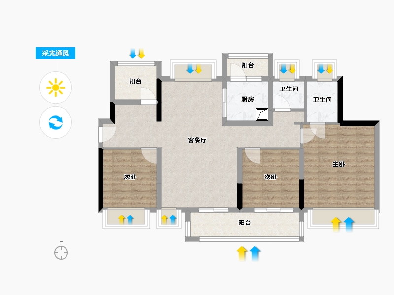 广东省-惠州市-半岛一号6期-115.00-户型库-采光通风