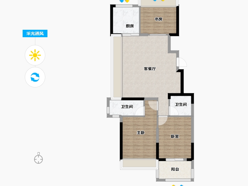 浙江省-杭州市-华城茶语华邸-88.00-户型库-采光通风