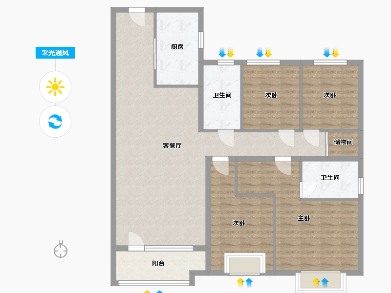 山东省-青岛市-华润城-120.00-户型库-采光通风