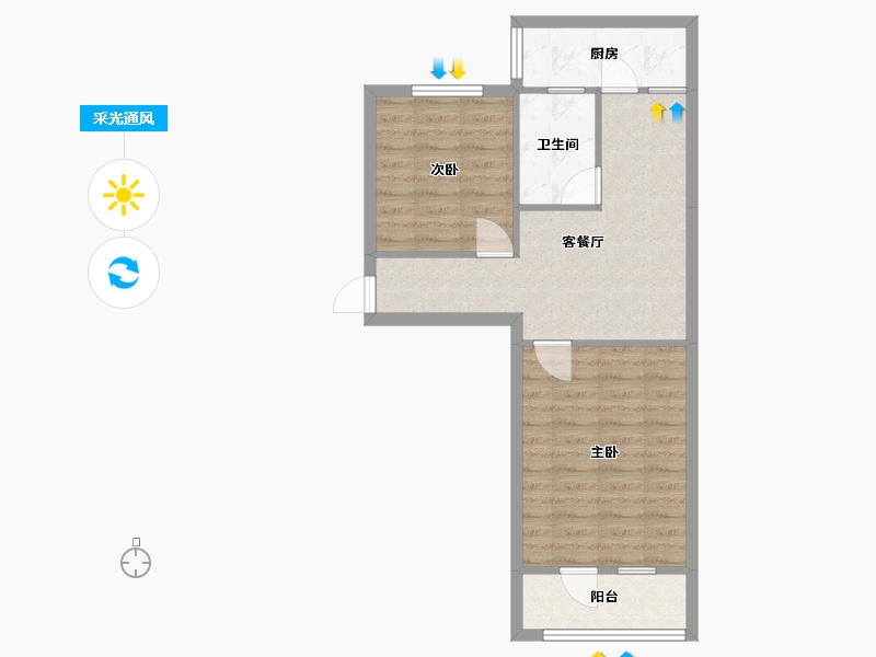 山西省-太原市-化二建小区-60.67-户型库-采光通风