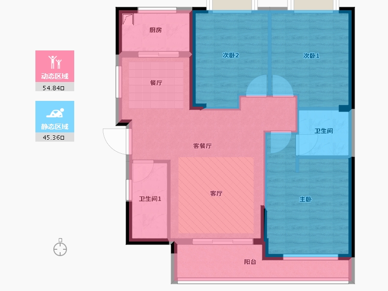 贵州省-六盘水市-星筑•中央公园-90.04-户型库-动静分区