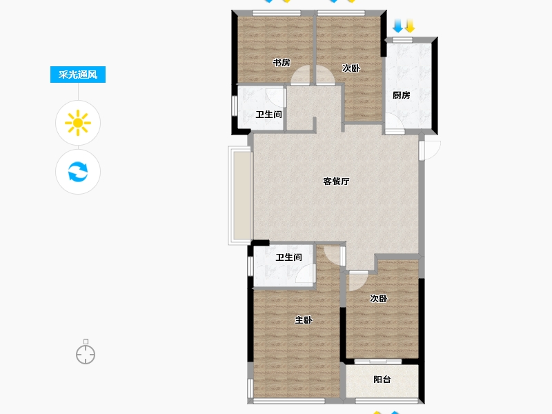 浙江省-杭州市-创富兰庭观澜苑-117.00-户型库-采光通风