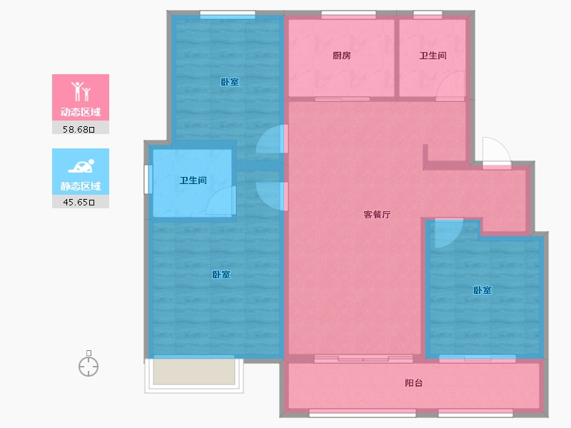 山东省-济南市-海信时代城观悦-93.59-户型库-动静分区