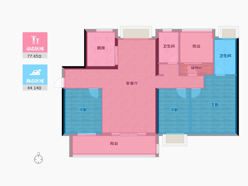 广东省-佛山市-美的海伦堡云湾府-110.29-户型库-动静分区