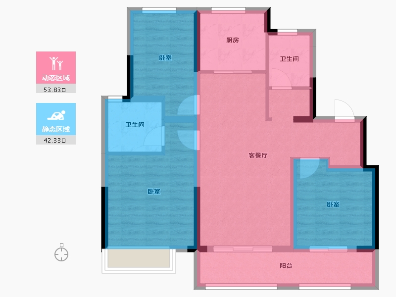 山东省-济南市-海信时代城观悦-85.59-户型库-动静分区