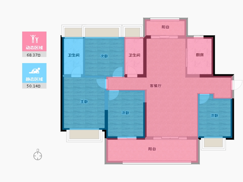 广东省-惠州市-碧桂园青塘湖畔翰林府-106.41-户型库-动静分区