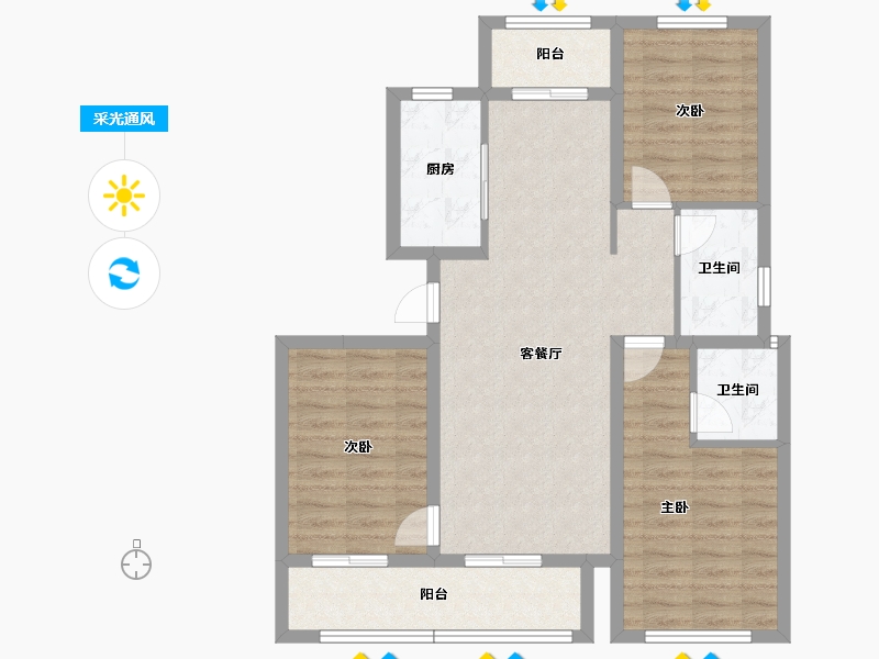 四川省-成都市-中国铁建棠樾-87.79-户型库-采光通风