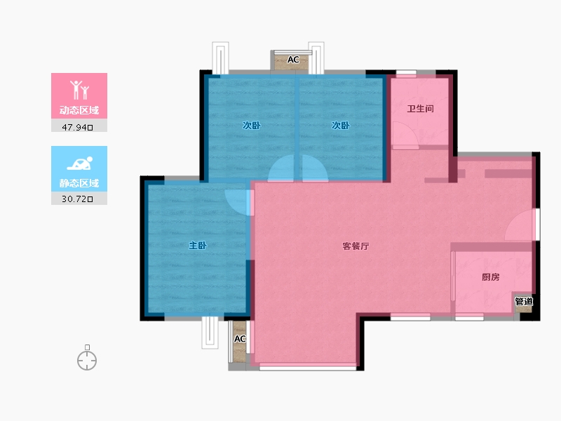 广东省-广州市-保利学府里-70.92-户型库-动静分区