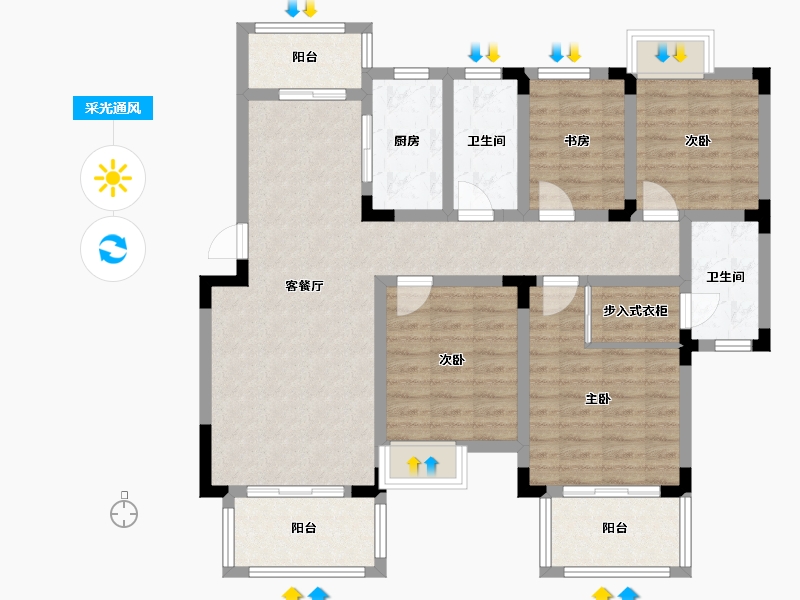 江苏省-南通市-银海公馆-100.00-户型库-采光通风