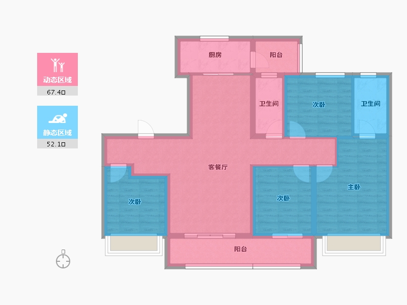 四川省-成都市-中国铁建棠樾-106.30-户型库-动静分区