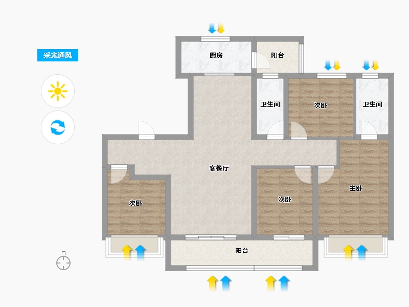 四川省-成都市-中国铁建棠樾-106.30-户型库-采光通风