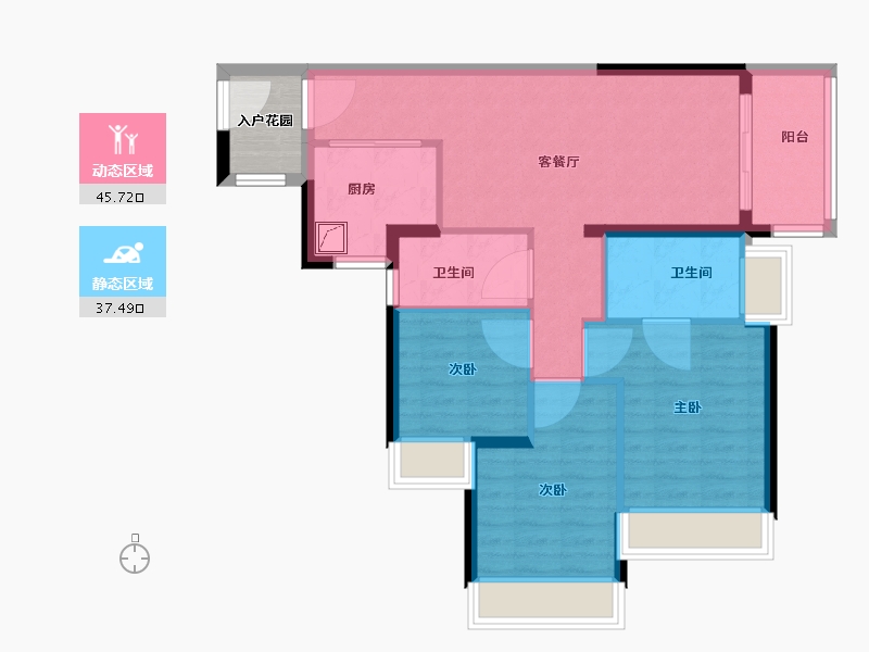 上海-上海市-万科城市之光-77.61-户型库-动静分区