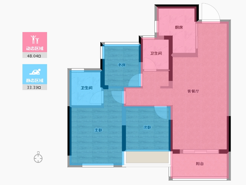 浙江省-杭州市-绿都中天云屿江月-71.97-户型库-动静分区