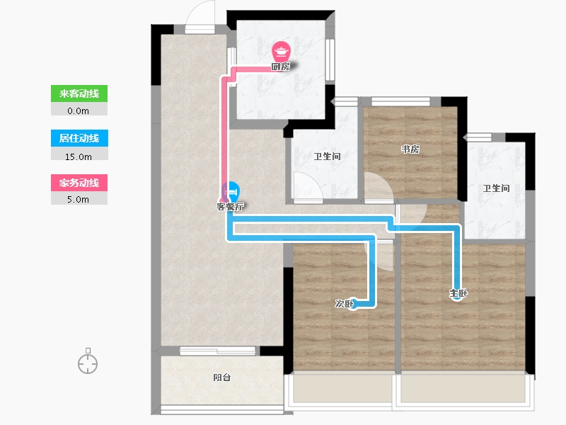 浙江省-杭州市-滨江兴耀·枫翠岚湾-73.68-户型库-动静线