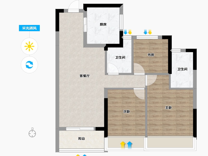 浙江省-杭州市-滨江兴耀·枫翠岚湾-73.68-户型库-采光通风