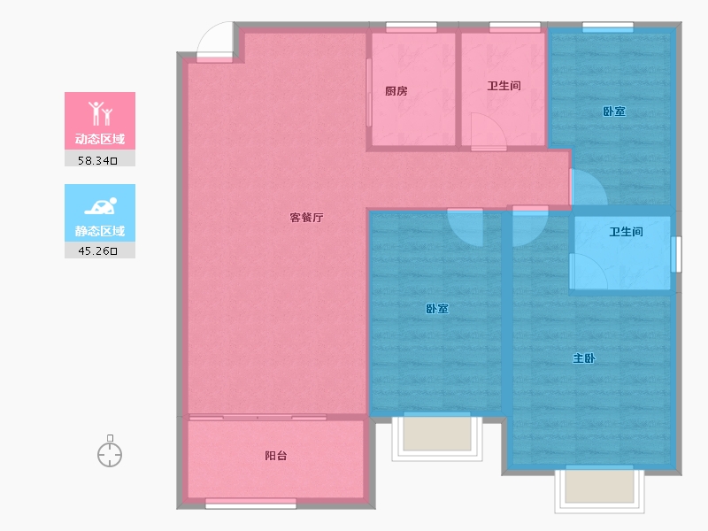 湖北省-孝感市-府东佳苑-94.31-户型库-动静分区