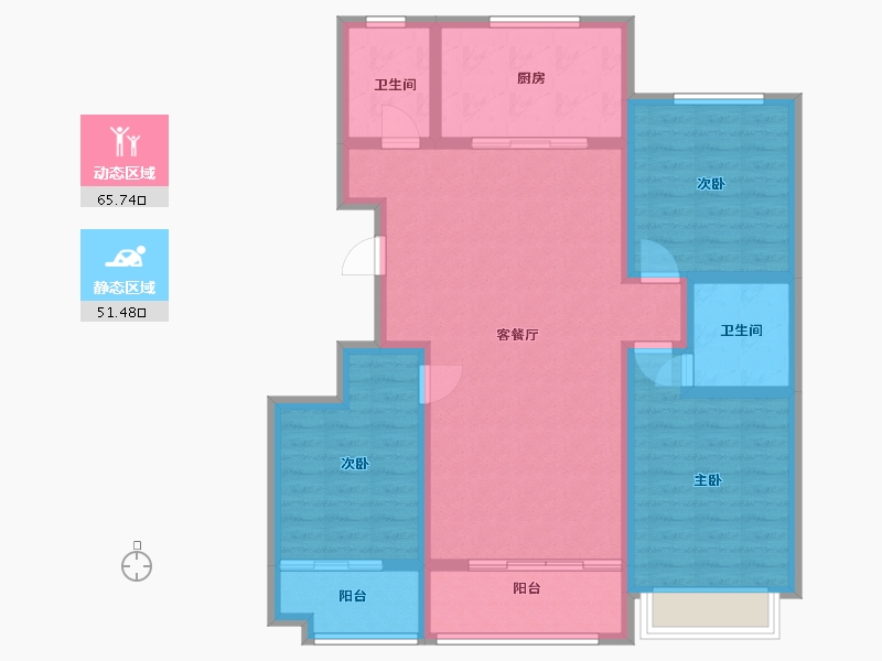 山东省-潍坊市-恒信阳光城-105.00-户型库-动静分区