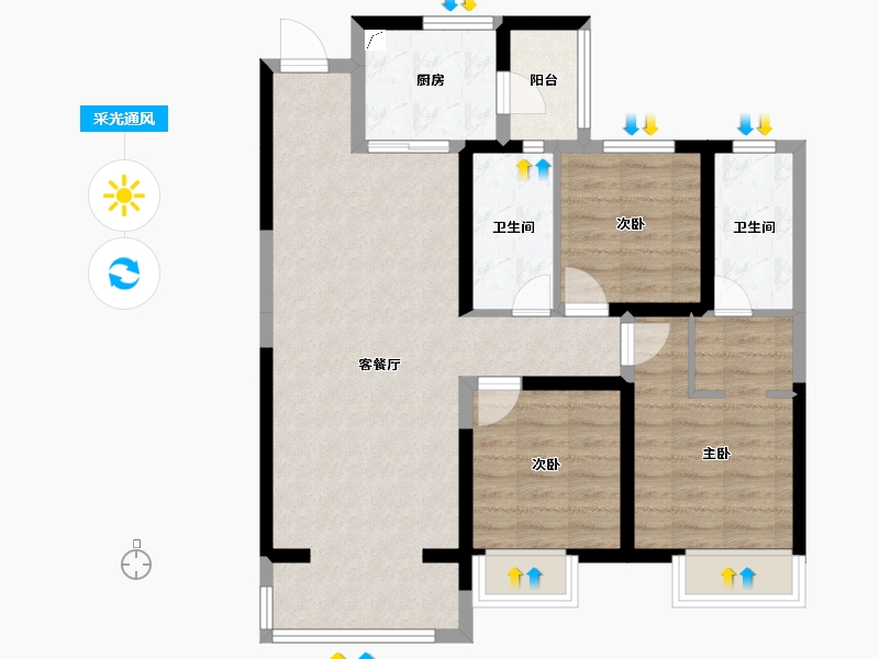 河北省-石家庄市-雅居乐宏府翰林山-81.60-户型库-采光通风