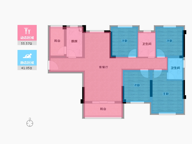 四川省-达州市-海成·西辰云著-84.47-户型库-动静分区