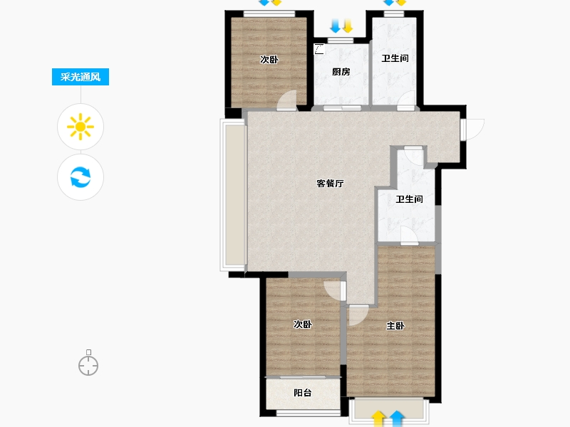 河北省-石家庄市-绿城春和印月-104.00-户型库-采光通风