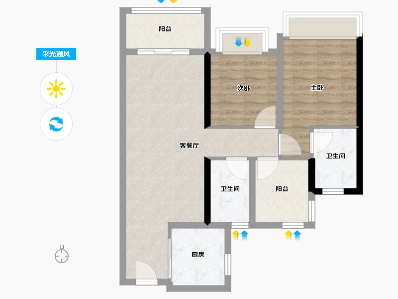 广东省-佛山市-华发滨江府-69.44-户型库-采光通风